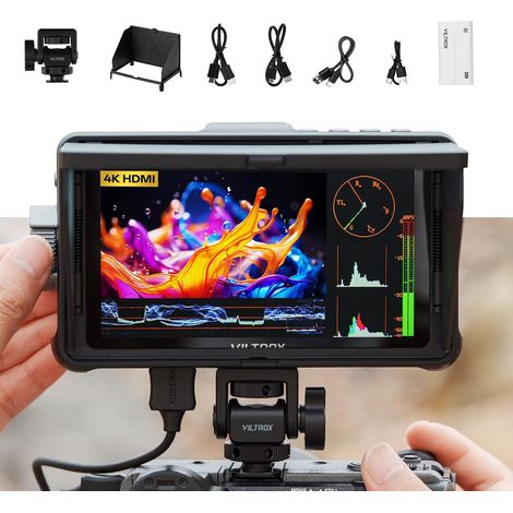 5,5" Caméra Moniteur de Champ 1400 nit HD 1920x1080 IPS Écran Tactile avec 3D LUT, HDMI 4K Peak Focus, Fonction Peau d’oignon, contrôle caméra USB/Wi-Fi, Pare-soleil et batterie (1/5)
