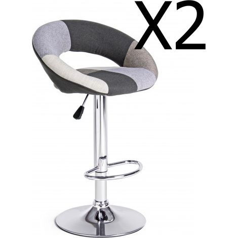 Lot de 2 tabourets de bar coloris Gris - L 55 x P 50 x H 80/100 cm -PEGANE-