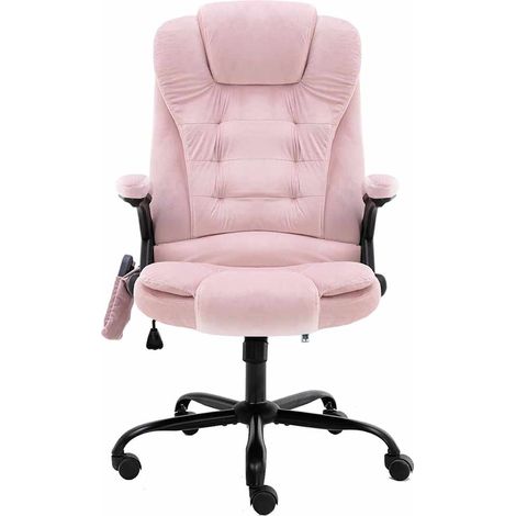 Chaise de bureau,Fauteuil de bureau, Chaise Gaming de massage Rose Velours CFW73527 (1/5)