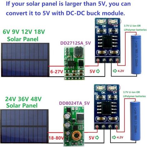 1A 4.2V 3.7V 18650 LiPo Li-ion chargeur batterie lithium module régulateur charge solaire MPPT avec broches (1/5)