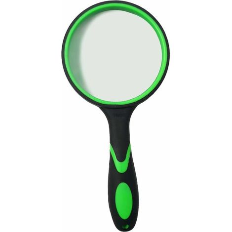 10X Reading Magnifier with Non-Slip Soft Rubber Handle with 75mm Magnifying Glass and Shatterproof Mirror for Reading, Inspection, Insects (Green / Orange) - Green (1/4)