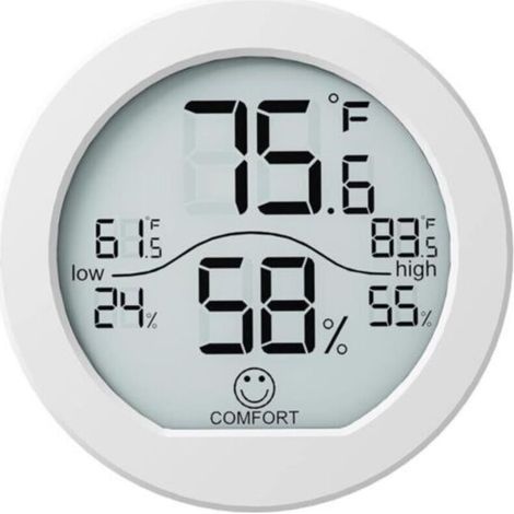Thermomètre hygromètre numérique, étalonnage de précision, capteur de température LCD, avec enregistrement maximum et minimum, blanc