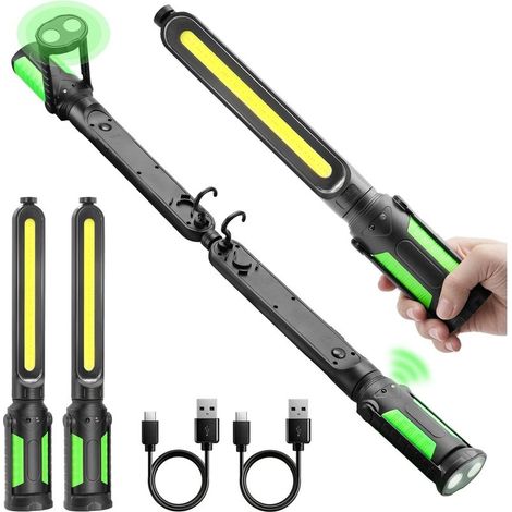 Wiederaufladbare Arbeitsleuchte, Motorraumleuchte für Einzel- oder Doppelverwendung mit Magnet und Sensor, 2400 lm, kabellos, für Auto, Inspektion, Werkstatt, Garage, 2er-Pack (1/5)