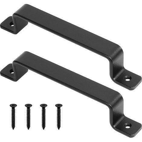 Heavy Duty Vintage Cast Iron Door Handles Set of 2 Black Ideal for Outdoor, Garage, Cabinet and Indoor (160X220MM) (1/5)