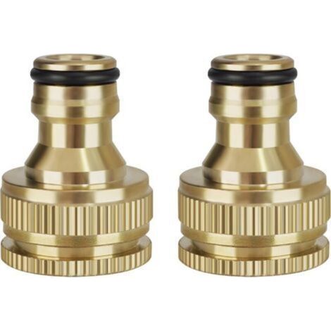 Conector de manguera de jardín, conector de grifo 2 en 1 de 1/2" y 3/4", adaptador de grifo para manguera de jardín, 2 piezas (1/4)