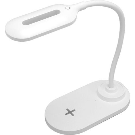 Lampe de bureau LED - Lampe de bureau intégrée avec chargeur sans fil, idéale pour le bureau, la chambre, etc. - 1 pièce, blanche (1/5)