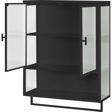 PLACARD CONTEMPORAIN MINIMALISTE FONCTIONNEL ESPACE-SAVING VERRE ET MÉTAL NOIR 60.00 X 23.00 X 78.00 (1/5)