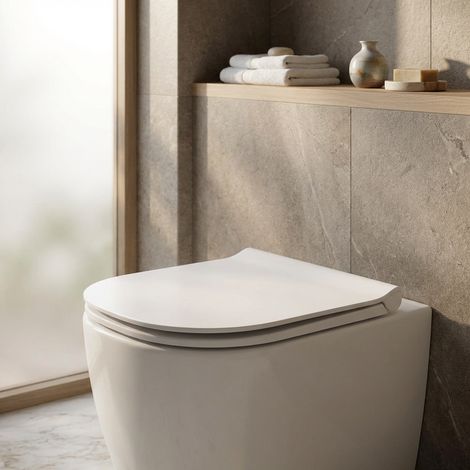Sedile WC rallentato a sgancio rapido in termoindurente bianco – Serie Mirto  Ceramica Dolomite