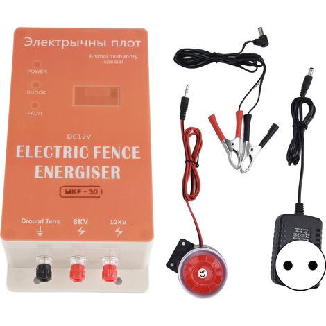 Électrificateur de clôture 30km, haute tension sécurisée, alarme anti-animaux extérieur, pulse haute tension, prise UE 100-240V (1/5)