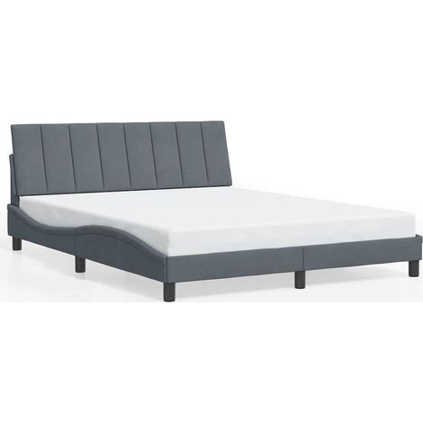 Maison Exclusive - Cadre de lit sans matelas Hanko gris foncé 160x200 cm velours (1/5)