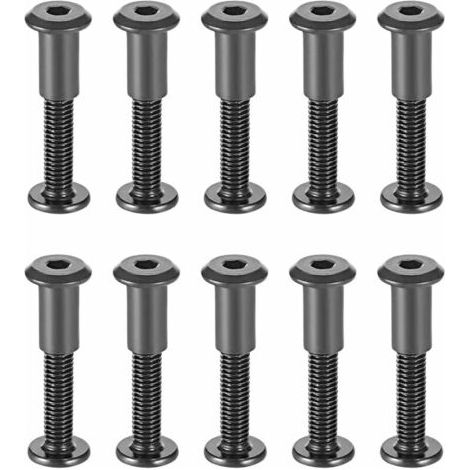 M6 x 35 mm Befestigungsschrauben mit passenden Muttern, Sechskant-Rundkopfmuttern aus schwarzem Kohlenstoffstahl, geeignet für Ledertaschen oder Gürtel, 10er-Packung