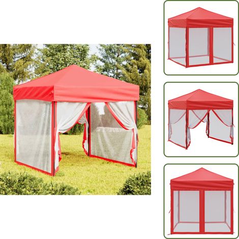 Tente de réception pliable avec parois Rouge 2x2 m - Tents De Jardin - Abri De Jardin - Gazebo - Parasol - Chapiteau Pliables (1/5)