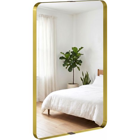 HOMCOM Rectangular Wall Mirror, 90 x 60 cm Wall Mounted Bathroom Mirror