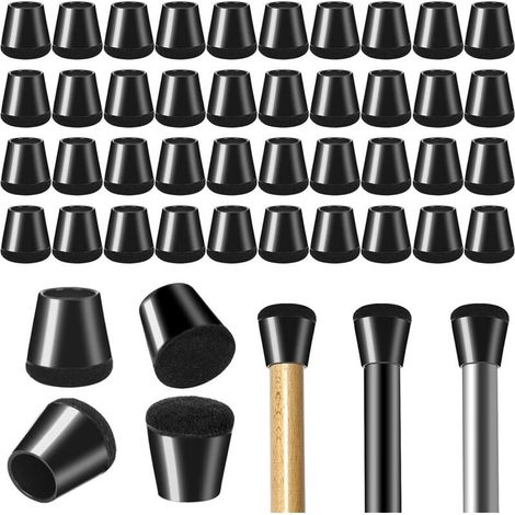 40 protectores para patas de silla, almohadillas pequeñas para patas de silla de 14-20 mm, protectores de silicona con fieltro, tapas para proteger las patas de los muebles, color negro. (1/5)