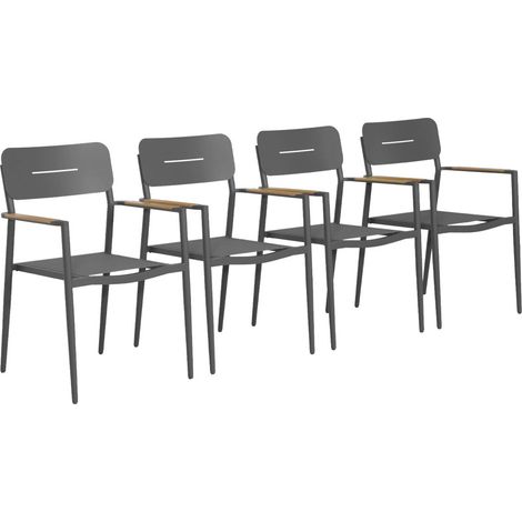 sweeek - 4er-Set Gartenstühle aus Aluminium und Textilene