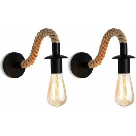 Applique murale salon et entrée , Applique murale Vintage en corde de chanvre applique murale industrielle idéa E27 luminaire ,110/220V 2pcs, (1/5)