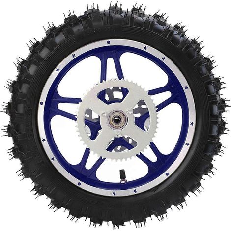 Hinterradbaugruppe 2,5-10 Zoll mit Reifen, Scheibenlager und blauem Antirutschritzel für Offroad-Motorräder und Pitbikes (1/5)