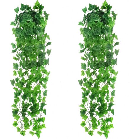 Lot de 2 lianes artificielles suspendues, 99,1 cm - Lierre artificiel suspendu - Feuilles printanières retombantes - Décoration murale, chambre, intérieur et extérieur