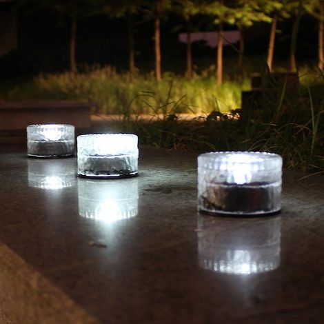 Lot de 4 lampes solaires enterrées pour allées, jardins et espaces extérieurs - Lumière blanche froide (1/4)