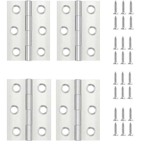 4 Pièces Charniere Porte,Charniere Inox,Charnière Invisible,Charnière plate,Porte Placard/Petites Portes/Tiroirs/Fenêtres/Pianos/Coffret à Bijoux Armoires de Quincaillerie de Meubles de Maiso (1/4)