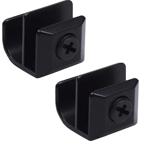 Lot de 2 Poignées de Porte en Verre Alliage de Zinc Sans Perçage, Pinces à Clip Pour Vitrine, Tiroir, 3 5 mm d'Épaisseur C (Noir) (1/5)