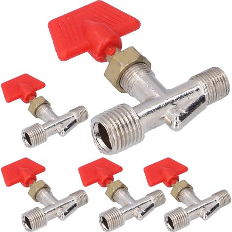 5 Pièces Vanne à Aiguille Filetée Droite pour Tuyau d'Eau, Flexible à Air, Réglage de Débit (1/5)