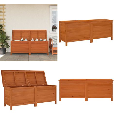 Boîte de rangement de jardin marron bois massif de sapin - Boîte De Rangement Jardin - Coffre De Jardin - Rangement Extérieur - Rangement Bois - Meuble De Jardin - Home & Living