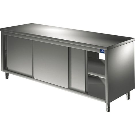 Meuble Inox Neutre Traversant avec Portes Coulissantes - Gamme 700 mm - Virtus