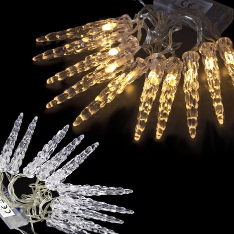 LED Eiszapfen Lichterkette batteriebetrieb warmweiß für innen (1/3)