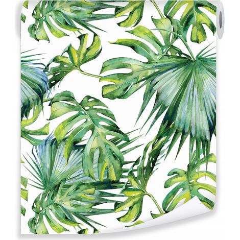 Papier peint feuilles monstera vert déco murale jungle salon chambre – rouleau 0,5 x 10 m intissé Wallarena