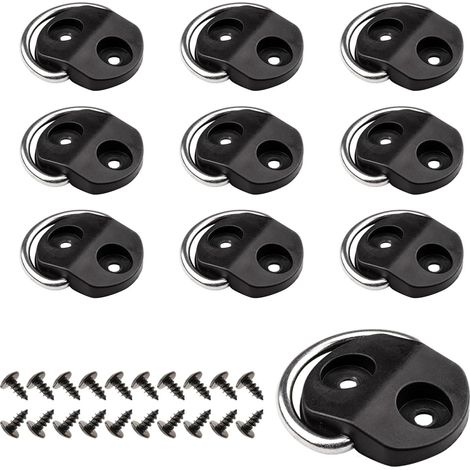 10x D-Rings d'arrimage L'accroche Universelle Qui Tient Bon Crochets de Fixation Robustes pour Filet de Coffre, remorque, Fourgon, Camping, Bricolage (1/5)