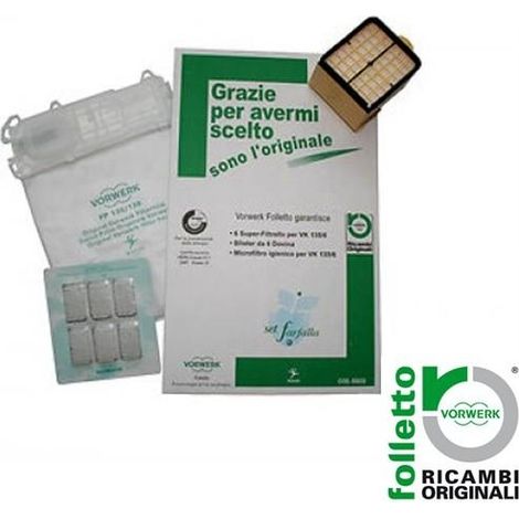 SACCHETTI SET FARFALLA FOLLETTO VORWERK VK 135 VK 136 ORIGINALE