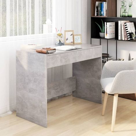 Bureau Table de travail Bureau d'ordinateur Gris béton 101x50x76,5 cm Aggloméré BZRNR701050 (1/5)