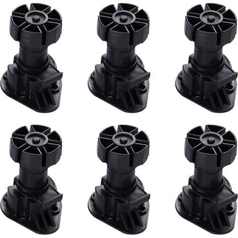 Lot de 6 pieds d'armoire en plastique réglables en hauteur pour armoire de cuisine et salle de bain 80 à 100 mm (1/5)