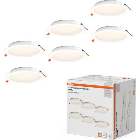 Recessed LED spotlight, 220 mm PP housing, Warm white 3000 K, IP20, Indoor ceiling (1/5)
