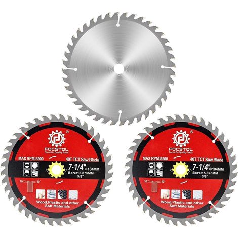 Kreissägeblatt 184mm 40 Zähne für Holz, Kunststoff & Spanplatten (3 Stück) (1/5)
