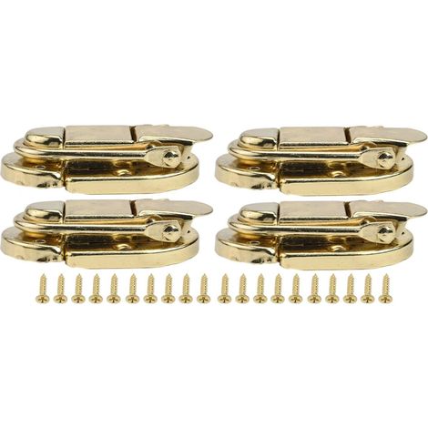 4Pcs Metal Jewelry Box Clasp 55x35mm Locking (Yellow) (1/5)