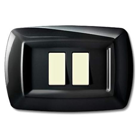 Placca Tondo' 2 Mod. Ravvicinati Nero (Elettrocanali Cod. Ecl2597N)