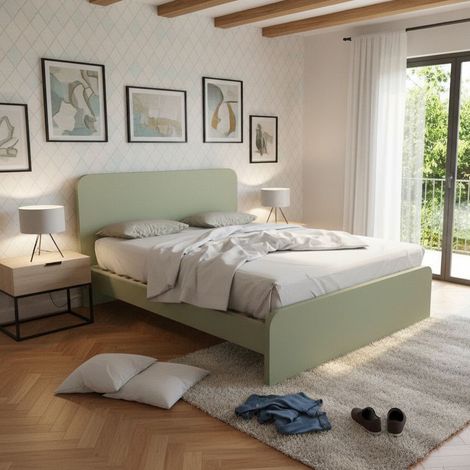 Letto matrimoniale 160x200 con testata sagomata - Design Italiano - Salvia