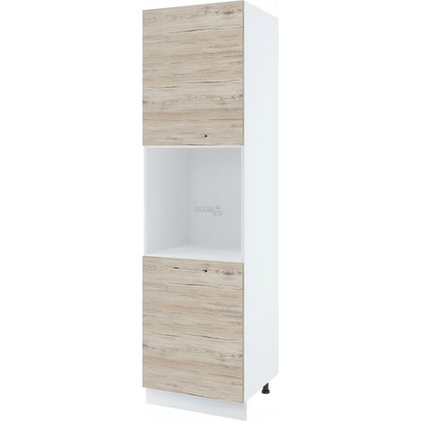 Colonne de cuisine pour four encastrable Bellissi Noyer Blanchi 2 portes L 60 cm