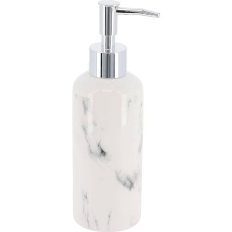 Distributeur de savon ou lotion en céramique blanc marbré, capacité 260 ml, adapté pour salle de bain et cuisine, design élégant et pratique