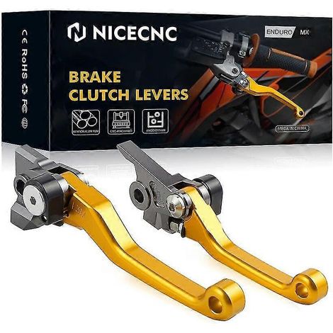 Nicecnc Motocross-Brems- und Kupplungshebel für KTM 250, 300, 350, 400, 450, 500 EXC, EXCF, SX, SXF, XC, XCF, XCW (2014–2022), Husaberg und GasGas – Gold (1/5)