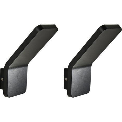 Conjunto de 2 lámparas LED de pared exterior decorativas iluminación moderna de aluminio negro Tynet (1/5)