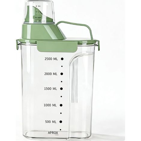 3L Clear Plastic Airtight Rice Storage Container, Dry Food Dispenser with Measuring Cup, Ideal for Kitchen Pantry Organization, Flour (1/5)