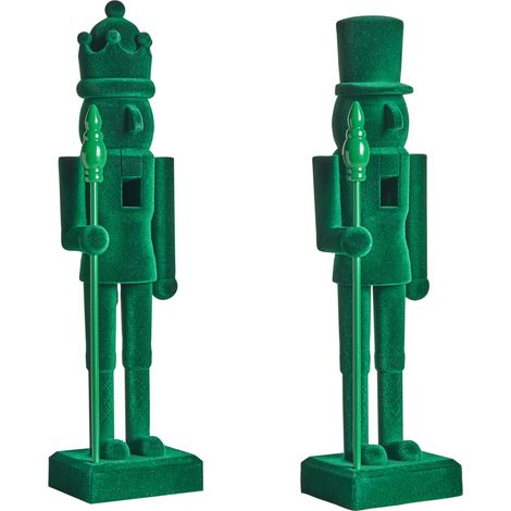 Conjunto de 2 figuritas de cascanueces material sintético decoración navideña verde Flatey