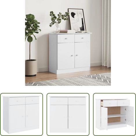 vidaXL Bois de pin -  Buffet ALTA blanc 77x35x73 cm bois massif de pin (1/5)