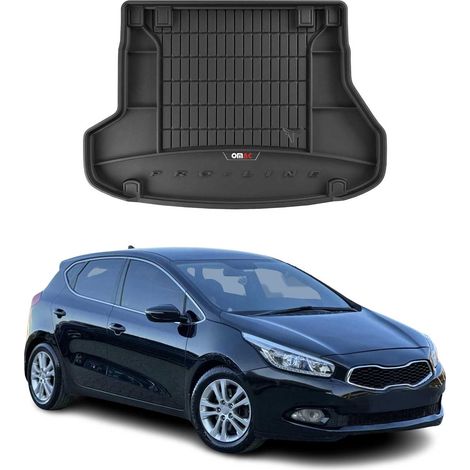 Tapis de Coffre 3D TPE Premium Compatible avec Kia Cee'D Sport Wagon 2012-2018 - Bac de Protection de Coffre Intérieur antidérapant Revêtement de Coffre Bords Hauts pour Voiture Noir