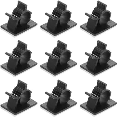 Lot de 100 Clips Câble Auto-adhésifs en Nylon Noir, Design Ajustable et Ouverture Facile pour Organisation Câbles Bureau Domicile - (1/5)