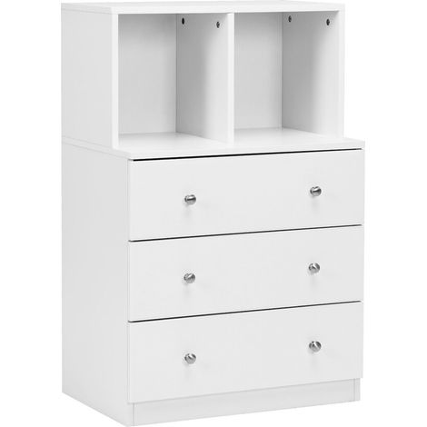 3-Drawer Chest Storage Cabinet Dresser Freestanding Organizer 2 Cubbies 3 Drawer