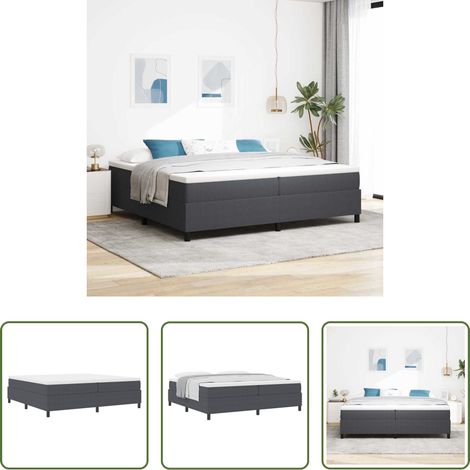 Holzrahmen - Boxspringbett Dunkelgrau und Weiß 200 x 200 cm Cordstoff (1/5)